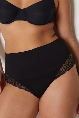 Tanga taille haute Power lace - Noir