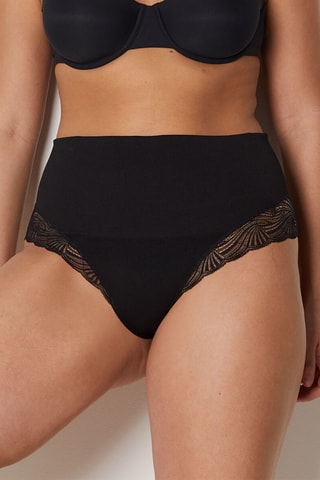 Tanga taille haute Power lace - Noir