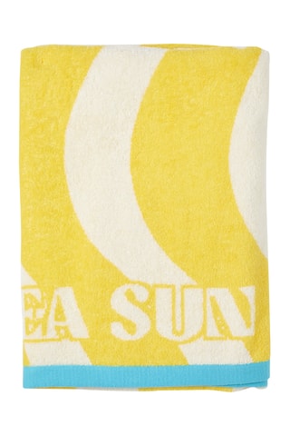 Serviette de plage Sylvette - Jaune et beige