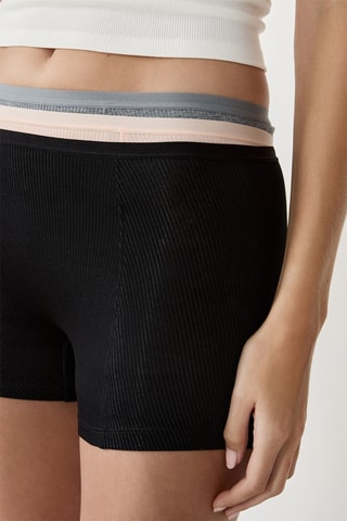 3 shortys John - Noir, gris chiné et rose