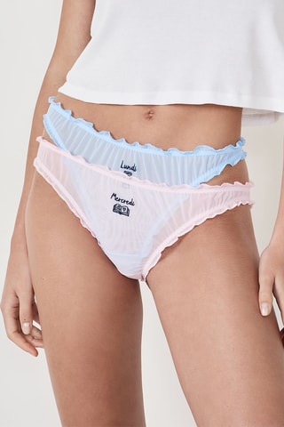 3 strings et 2 culottes Work - Ciel et rose poudré