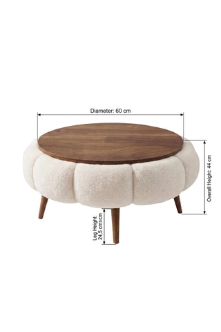 Table basse Papatya - Blanc -  60 x 44 cm