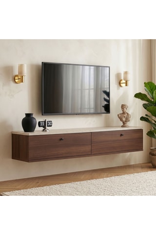 Meuble TV 2 tiroirs - 140 x 25 x 25 cm