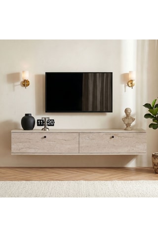 Meuble TV 2 tiroirs - 140 x 25 x 25 cm