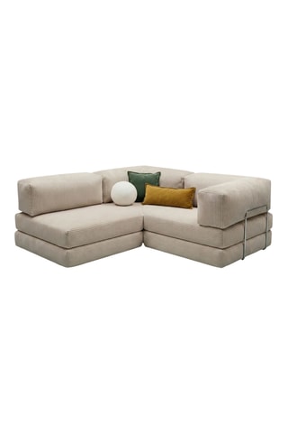 Canapé d'angle - Beige - 4 places - En tissu velours côtelé