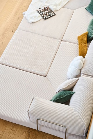 Canapé d'angle - Beige - 4 places - En tissu velours côtelé
