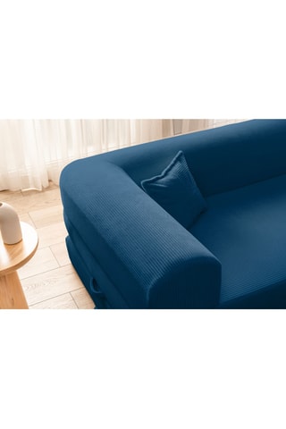 Canapé d'angle droit convertible - Bleu - 4 places - En tissu velours côtelé