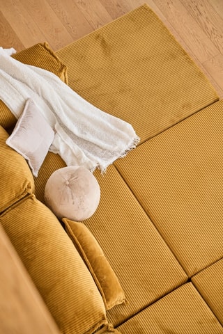Canapé d'angle convertible - Moutarde - 4 places - En tissu velours côtelé