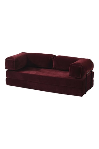 Canapé droit convertible - Bordeaux - 4 places - En tissu toucher velours