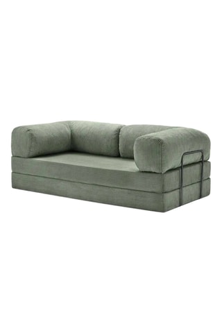 Canapé droit convertible - Vert - 4 places - En tissu toucher velours