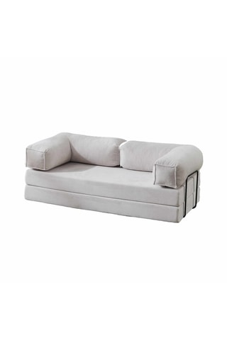 Canapé droit convertible - Beige - 4 places - En tissu toucher velours