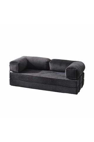 Canapé droit convertible - Anthracite - 4 places - En tissu toucher velours