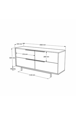 Console 4 abattants - 160 x 62,3 x 44,5 cm
