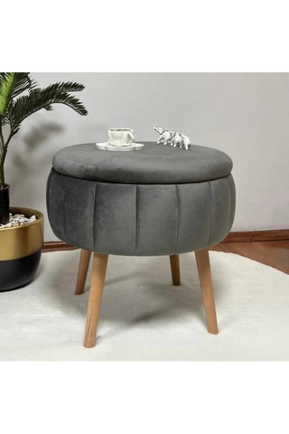 Pouf - Gris - En tissu toucher velours