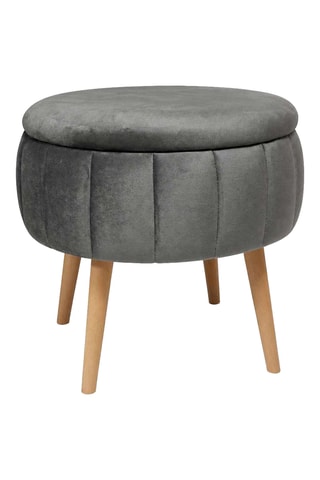 Pouf - Gris - En tissu toucher velours