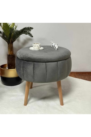 Pouf - Gris - En tissu toucher velours