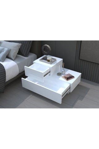 Table de chevet 2 tiroirs - 70 x 38,3 x 35 cm