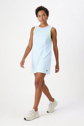 Vestido recto - Blanco y turquesa
