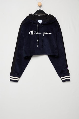 Sudadera crop top con capucha - Azul marino