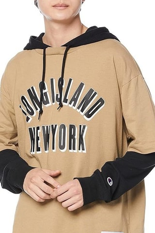 Camiseta loose con capucha - Caqui
