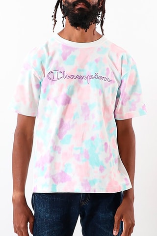 Camiseta tie-dye - Blanco y turquesa