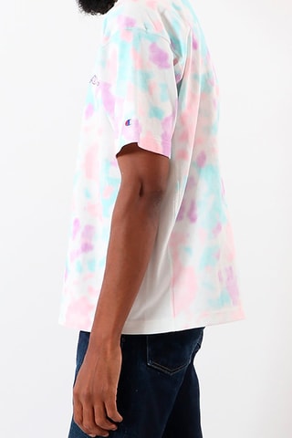 Camiseta tie-dye - Blanco y turquesa