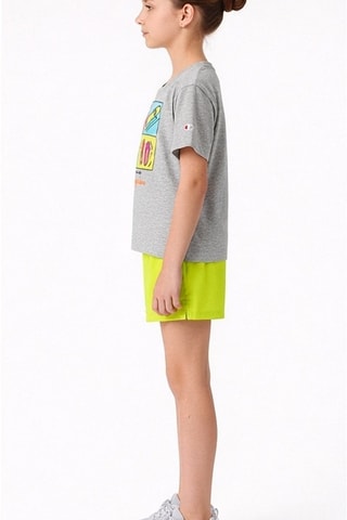 Camiseta y short - Gris jaspeado y amarillo