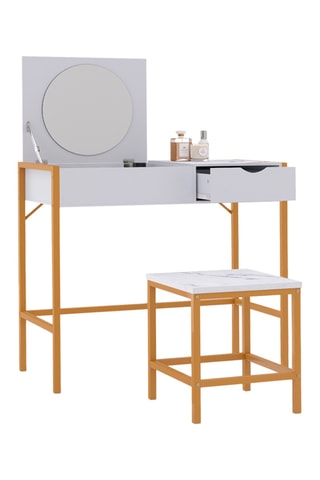 Coiffeuse et tabouret Glam - 83 x 113 x 39,5 cm / 35 x 40,5 x 35 cm