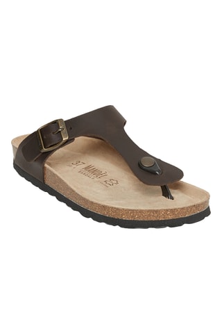 Chanclas de piel - Marrón oscuro