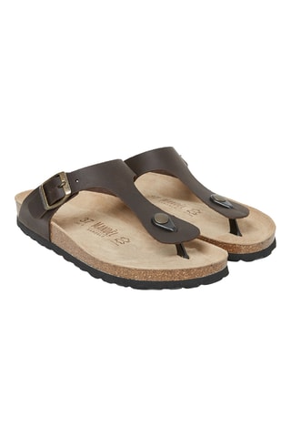 Chanclas de piel - Marrón oscuro