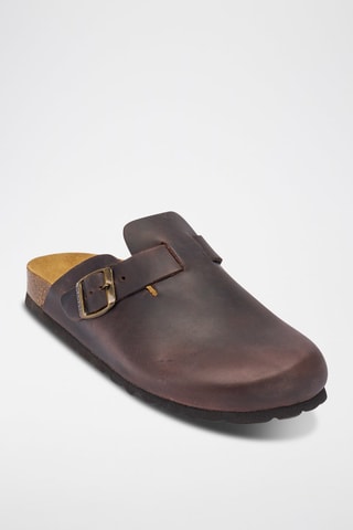Zuecos de piel Noe - Marrón oscuro