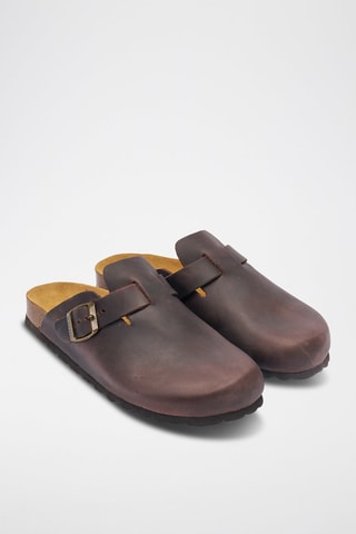 Zuecos de piel Noe - Marrón oscuro