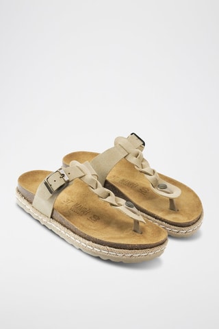 Chanclas de nobuk Luna - Beige