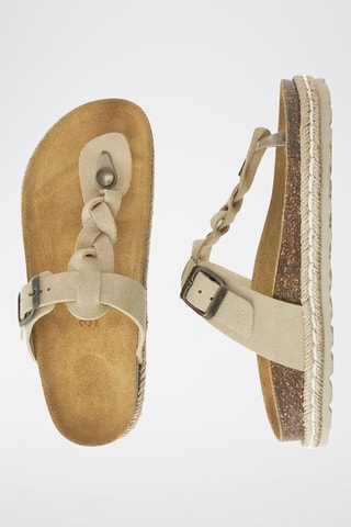 Chanclas de nobuk Luna - Beige