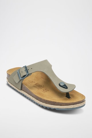 Chanclas de nobuk Blanca - Gris