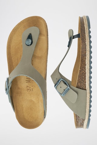 Chanclas de nobuk Blanca - Gris