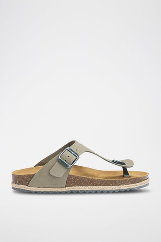 Chanclas de nobuk Blanca - Gris