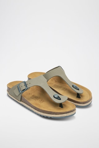 Chanclas de nobuk Blanca - Gris