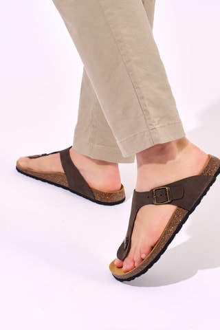 Chanclas de nobuk - Marrón oscuro
