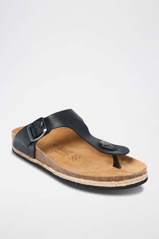 Chanclas de piel Blanca - Negro