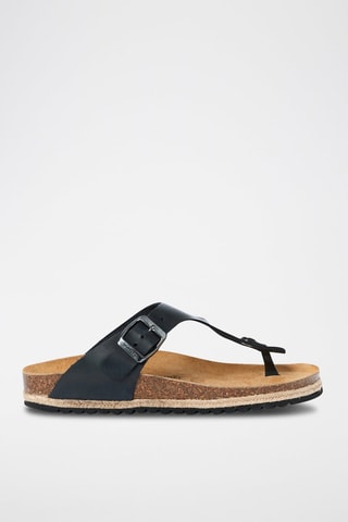 Chanclas de piel Blanca - Negro