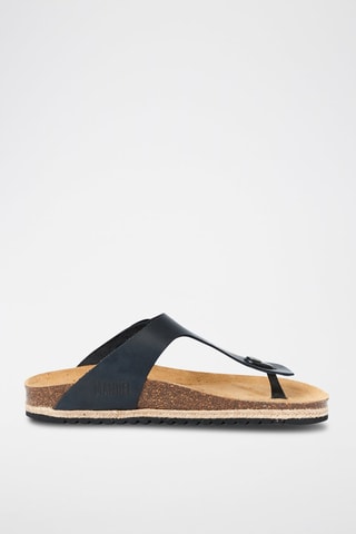 Chanclas de piel Blanca - Negro