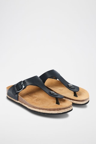 Chanclas de piel Blanca - Negro