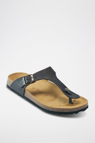 Chanclas de piel David - Marrón oscuro