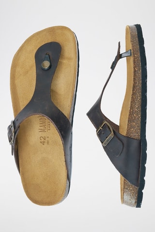 Chanclas de piel David - Marrón oscuro