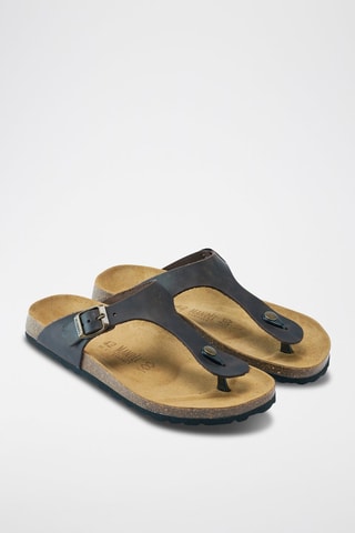 Chanclas de piel David - Marrón oscuro