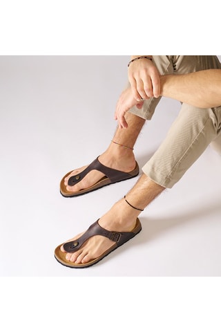 Chanclas de piel David - Marrón oscuro