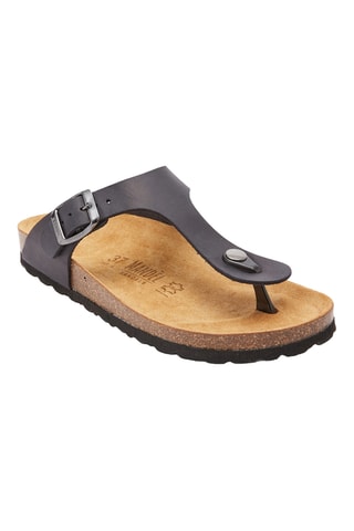 Chanclas de piel - Negro