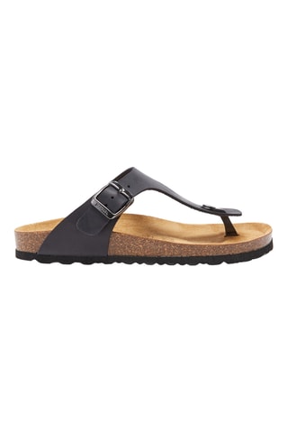 Chanclas de piel - Negro