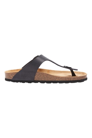 Chanclas de piel - Negro